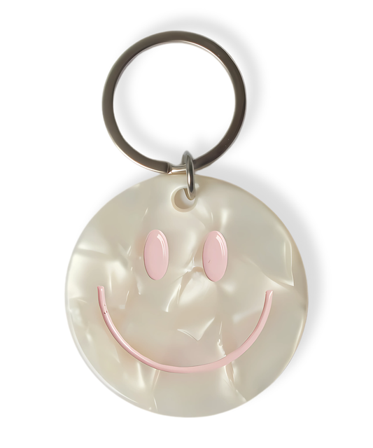 Happy Keychain - Light Pink