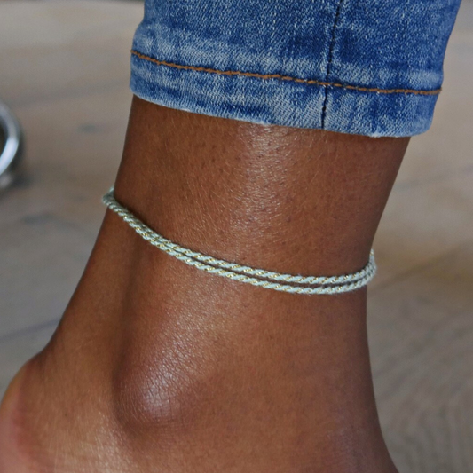 Pastel Green + Gold Anklet