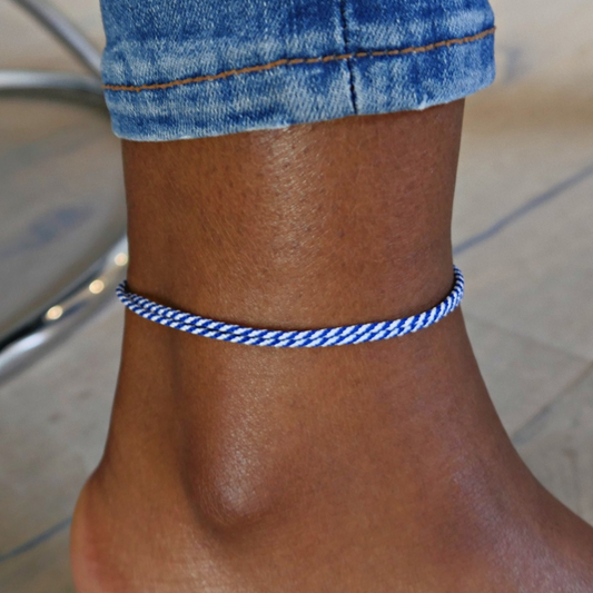 Blue + White Anklet